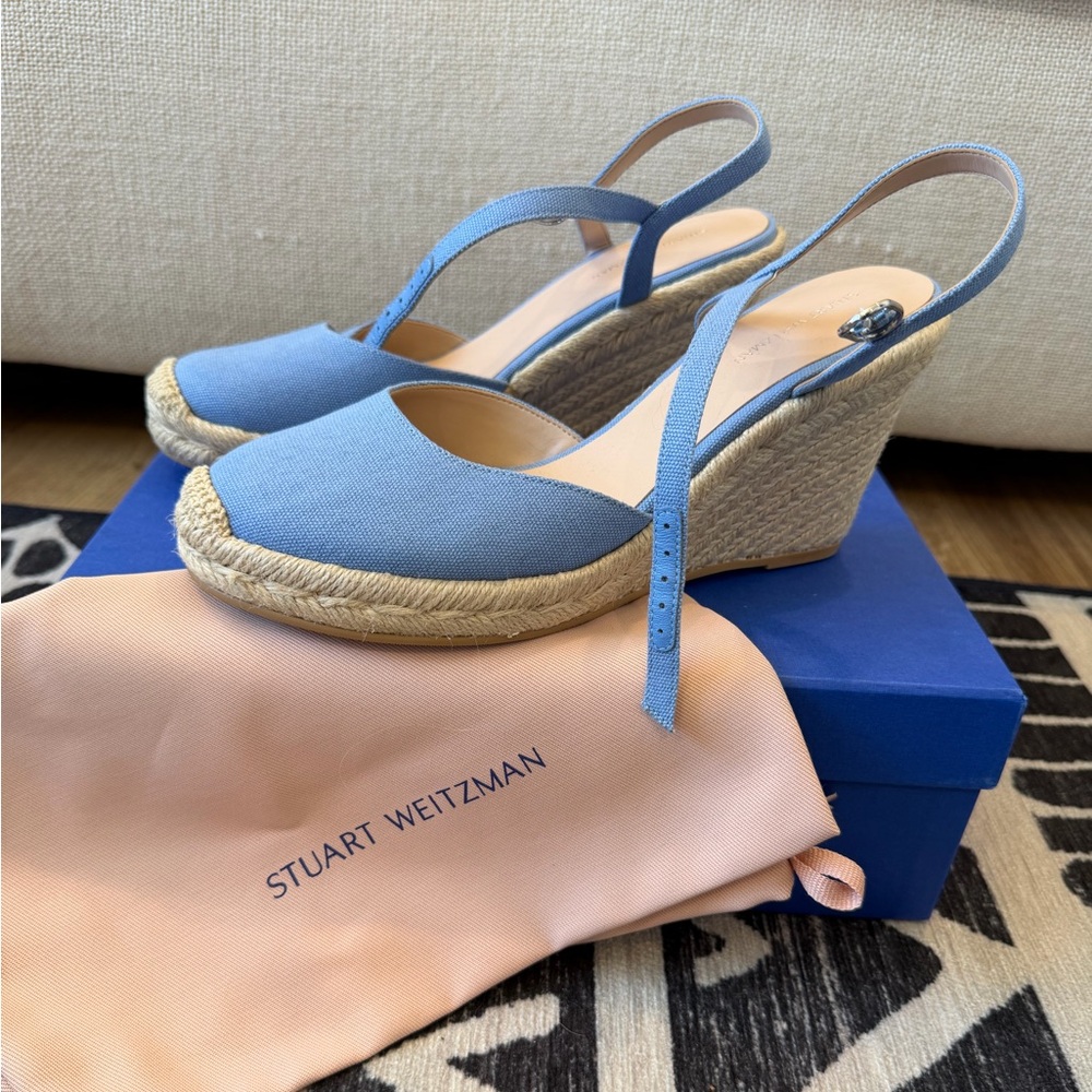 Stuart Weitzman Light Blue Espadrille Wedges - Picture 2 of 8